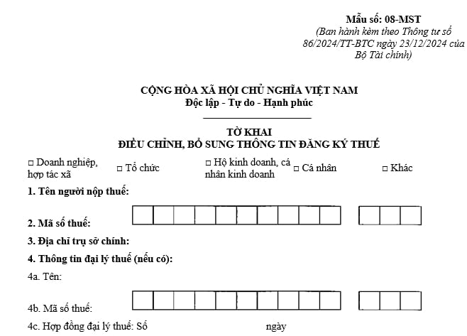 Thay đổi thông tin đăng ký thuế cho hộ kinh doanh
