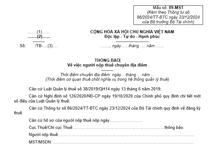 Thay đổi thông tin đăng ký thuế cho hộ kinh doanh